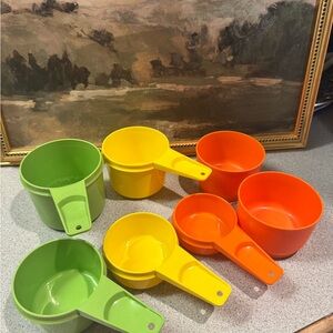 Vintage Tupperware Colorful Measuring Cups Set